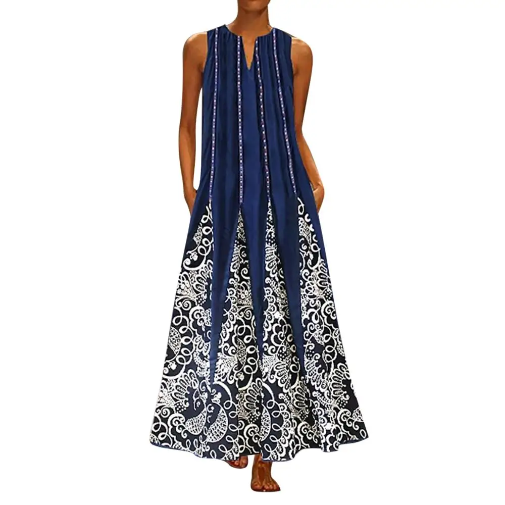 Женское повседневное платье макси сарафан с 3D принтом винтажное богемное без