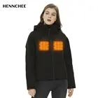 Женская куртка с подогревом и батарейкой, черная приталенная куртка на молнии с капюшоном, зимняя уличная теплая куртка, водонепроницаемая верхняя одежда