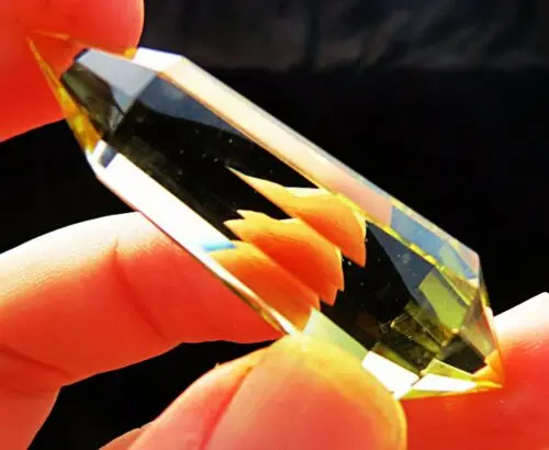 

5A+++++ perfect 12 sided natural lemon yellow clear quartz crystal DT point