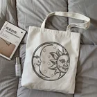 Винтажная мифическая мультяшная сумка-шоппер Ins с солнцем, Холщовая Сумка большой вместимости, симпатичная новая женская сумка через плечо с дьяволом ольччан