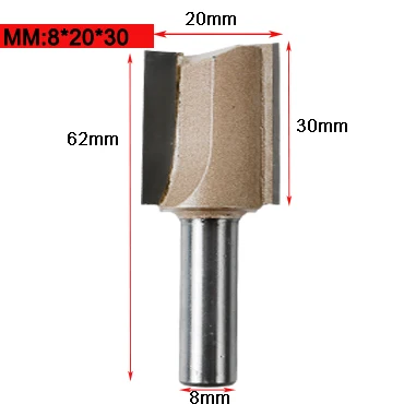 8mm X 20mm Концевая фреза 8 мм хвостовик прямой/Dado Деревообрабатывающие инструменты для создания выпуклой филенки плотник фреза 6/8/10/12/14/18/20 мм Диаметр Режущий инструмент для дерева - Длина режущей кромки: 8mm X 20mm