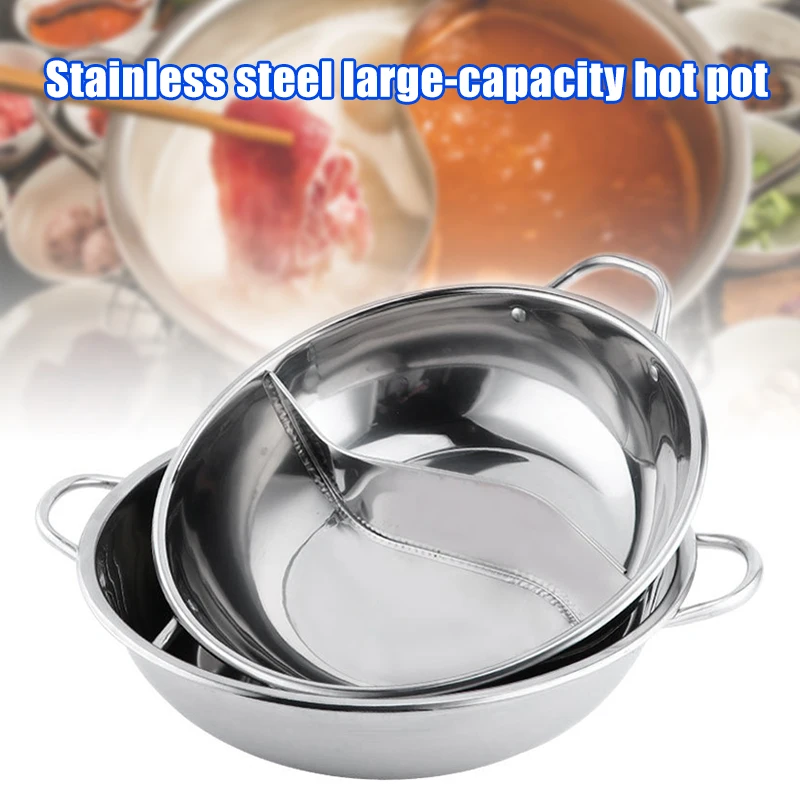 

Hot Pot Stainless Steel Divided Extra Smaller Pot 2 Handle Cooking Kitchenware Pot Cooking Supplies 11 12 12.6 13.4 Inch F2