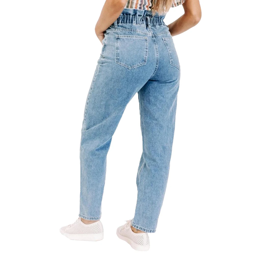 New Autumn Winter Fashion Casual Denim Pants Womens Jeans High Waisted Straight Trouser for Women Blue Ankle-Length D30 | Женская одежда