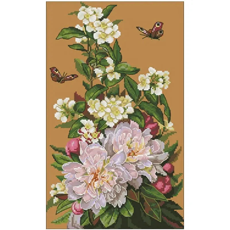 

Peony bouquet patterns Counted Cross Stitch 11CT 14CT DIY Chinese Cross Stitch Kits Embroidery Needlework Sets home decor