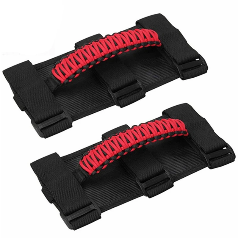 

652F Roll Bar Grab Handle Straps Wheel Car Roof Trolley Inner Handles Straps Accessories Compatible with Jeep-Wrangler Grip