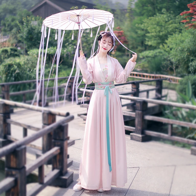 Оригинальный китайский женский костюм Hanfu розовое сказочное платье Женский