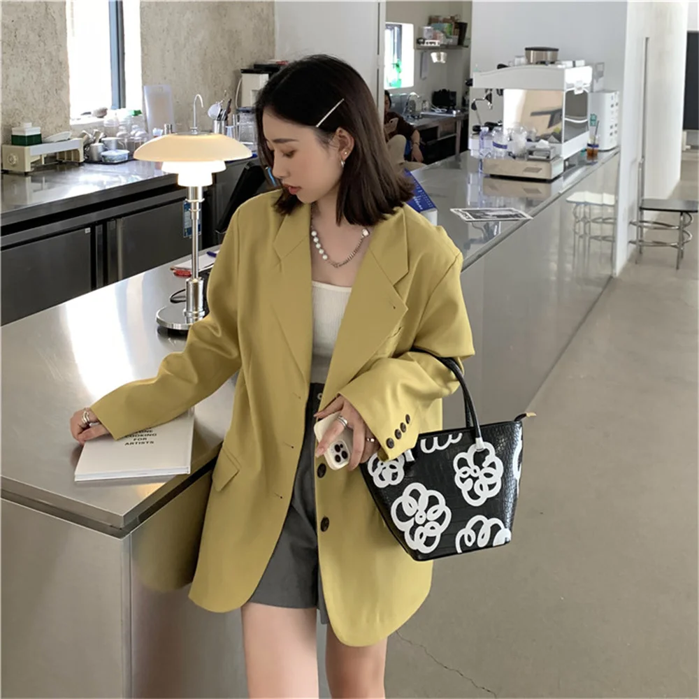 Женский блейзер HziriP однотонный шикарный топ для офиса осенняя уличная одежда в