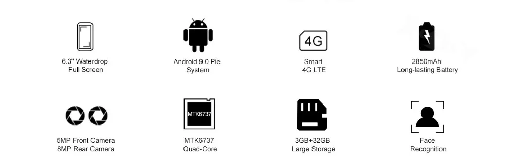 XGODY M30s 4G Смартфон Android 9,0 6," экран капли воды 3g 32G MTK6737 четырехъядерный 8 Мп 2850 мАч разблокировка лица ID мобильный телефон
