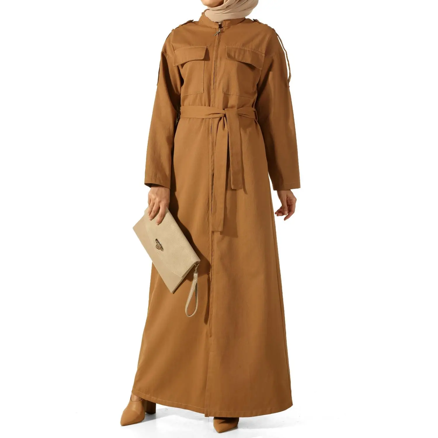 Женский хиджаб с карманами и T образным вырезом| |