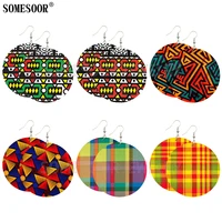 somesoor mixed 6 package wholesale african fabrics silk scarf pattern wooden both sides printing fashion drop earrings for women