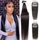 Пряпряди натуральных бразильских прямых волос Lemoda, 5x5, 6x6, HD, с прозрачной фронтальной застежкой, только Реми