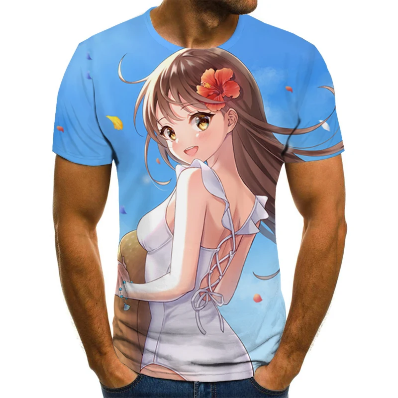 

Two-dimensional Anime Fashion T-shirt Summer Comfortable Breathable Polyester Short Sleeve Ladies Girl Cute Short Sleeve