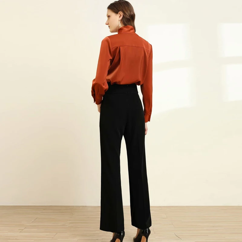 

2019 Autumn Designer Runway Set Women Office Lady Business Outfits Long Sleeve Bow Neck Blouse and Pants Suit 2Piece Sets