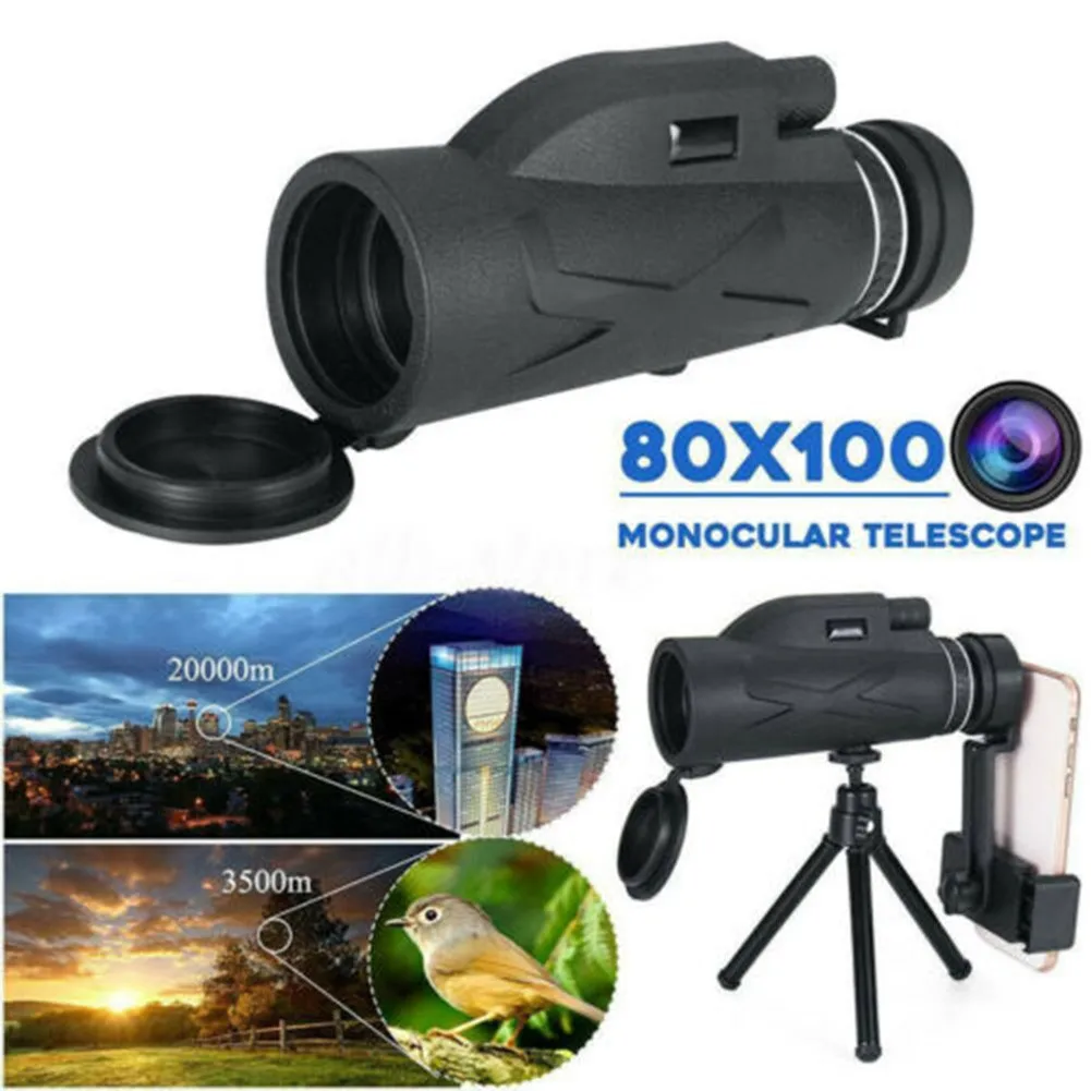 

80X100 HD Zoom Monocular Telescope Portable Large BAK-4 Lens Hiking Starscope Telescope With Tripod For Outdoor Camping Hunting