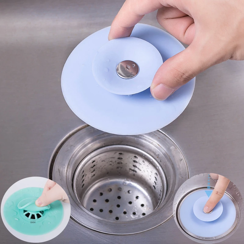 

Press Type Silicone Anti-clogging Sink Floor Filter Plug Drain Plug Hair Catcher Water Stopper Kitchen Gadgets