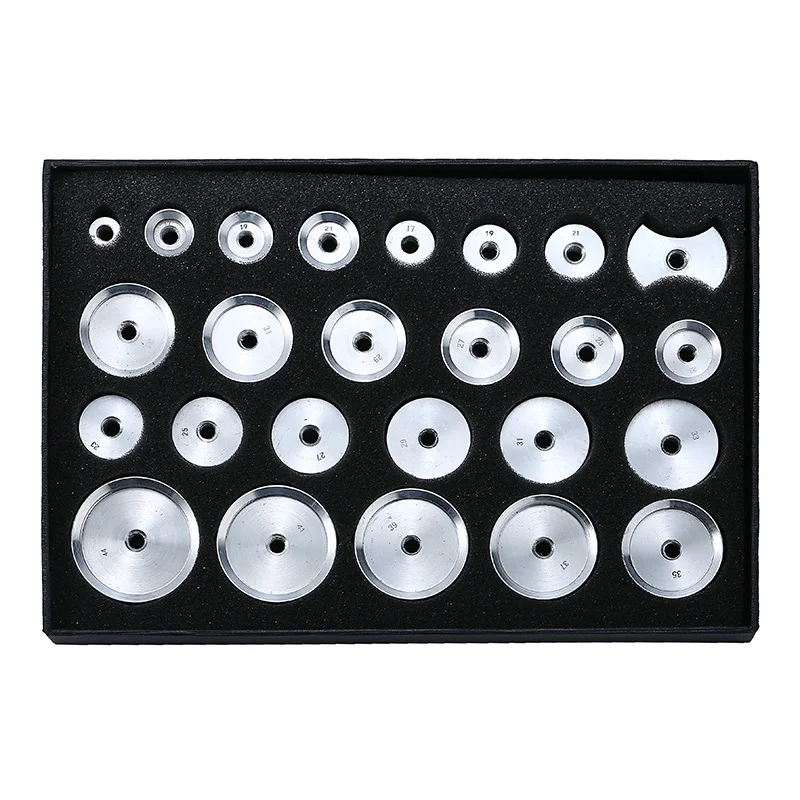 Watch Back Case Dies Set Of 25 Repair Tool Back Case Metal Aluminum Closer Mould Press Dies Repair Tool Watches Accessories