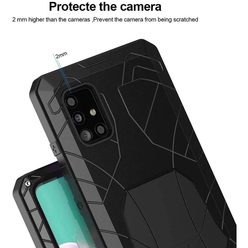 

Case for Samsung Galaxy A51 Armor Aluminum Alloy Metal Cover Silicone Bumper Military Shockproof Heavy Duty Cases for Galaxy A51