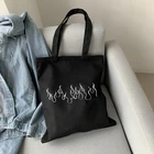 Японская Готическая Холщовая Сумка y2k с волнами, забавная мультяшная Вместительная женская сумка Ulzzang, сумка для покупок в стиле Харадзюку, темные женские сумки через плечо