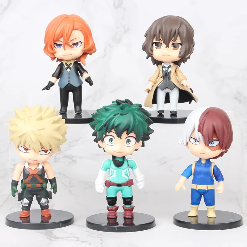 

My Hero Academia Anime Figures Midoriya Izuku Bakugou Katsuki Todoroki Shoto Ochaco 5pcs/Set 10cm Q Version Kawaii Figuras Toys
