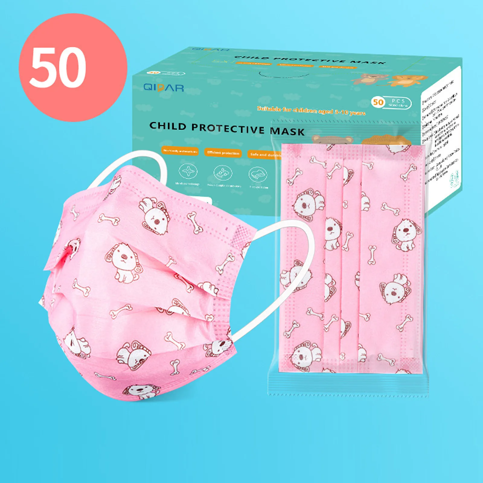 50pcs Children Disposable Mask Printed 3ply Non Woven Filters Face Mascarillas Niños Protection Breathable Masque Halloween |
