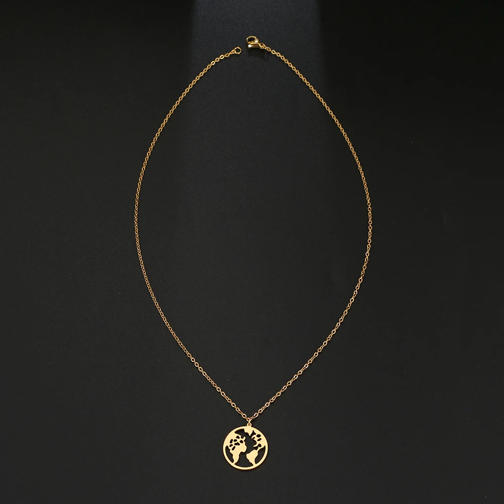 Женское Ожерелье из нержавеющей стали колье с подвеской в виде глобуса украшение