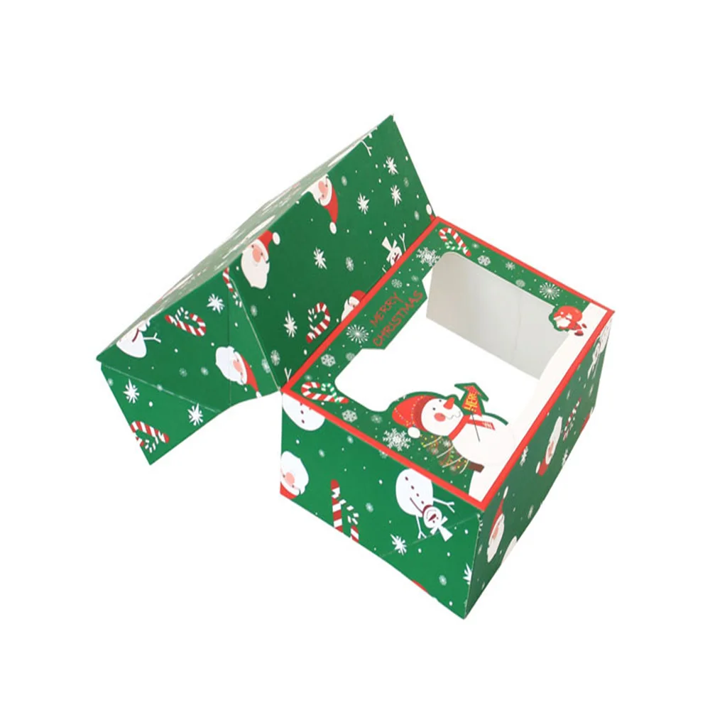 Рождественская бумажная упаковочная коробка 4 шт./компл. для печенья торта со