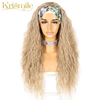 kinky curly 103 headband blonde wig long daily party travel holidays no gel glueless wig for women drag queen 2 free bands