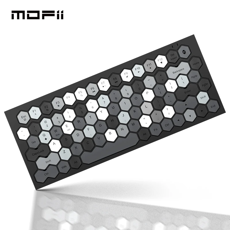 

MOFii Rechargeable Bluetooth Keyboard Colorful Hexegon Keycaps Bluetooth 5.1and Wired Dual mode keyboards for PC Laptop Mac Ipad