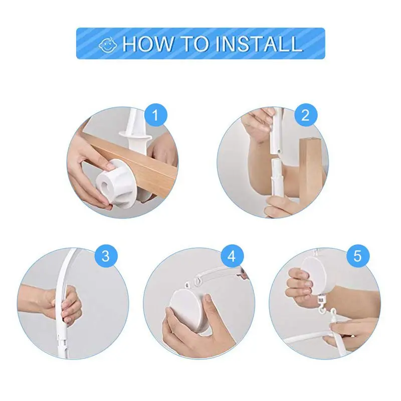 

Baby Bed Bell Toy Holder White Rattles Bracket Mobile Crib Music Box Newborn Bell Crib Toy For 0-12 Month Baby