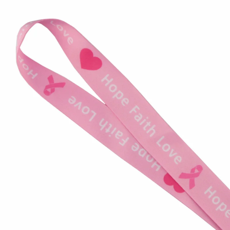 

K529 Breast Cancer Awareness Pink Neck Strap Lanyard for key ID Card Phone Straps USB Badge holder Hang Rope Lariat Lanyard 1pcs