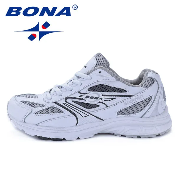 Gray White BONA/профессиональные белые кроссовки для бега; Новое поступление года; модная удобная спортивная обувь; женские дышащие кроссовки с сеткой; размеры 39, 41 - Цвет: Gray White