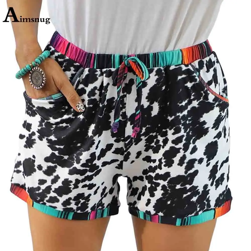 Womens Ultra Shorts 2021 Summer Lace-up Shorts Patchwork Tie Dry Short Bottom Ladies Casual Shorts Femme Clothes Plus Size S-3XL