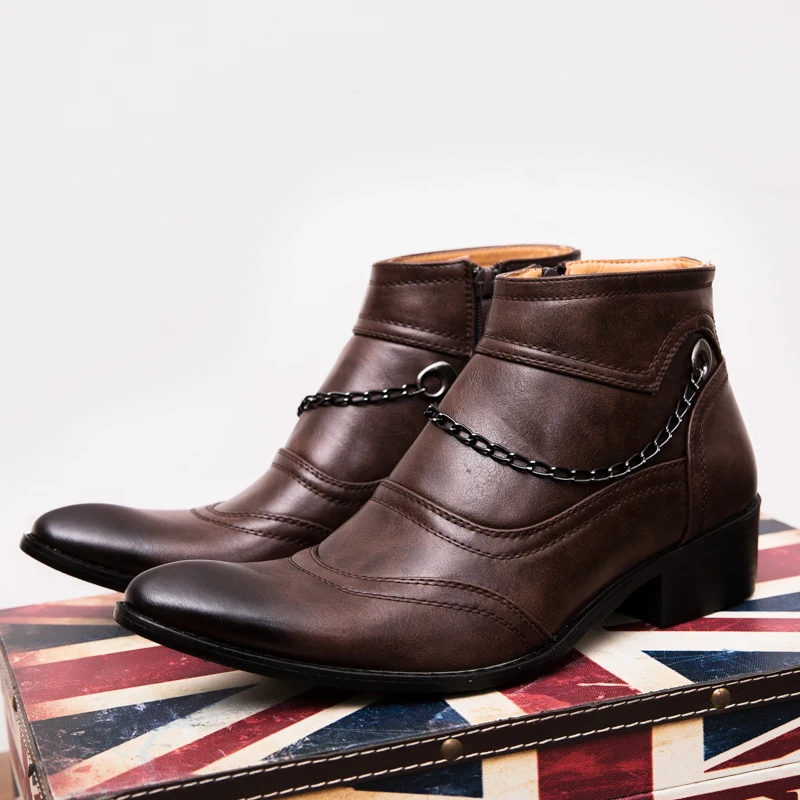 

Модные мужские ботильоны FIXSYS, мотоциклетные ботинки в стиле ретро, высококачественные рабочие защитные ботинки, ковбойские ботинки с остры...