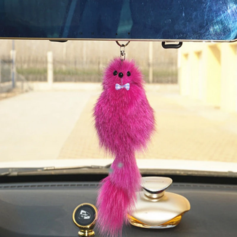 Милые пушистые брелоки с лисьим шариком кольца помпоном из лисьего меха