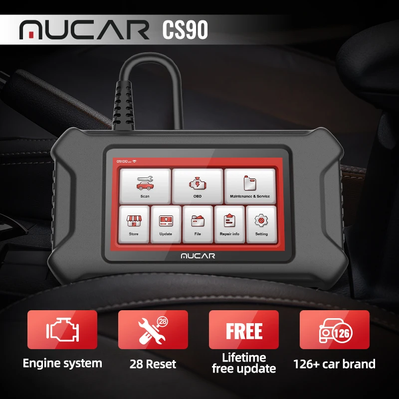【ZIMASALE1000】Профессиональный сканер MUCAR CS90 OBD2 для автомобиля с BT200 полным