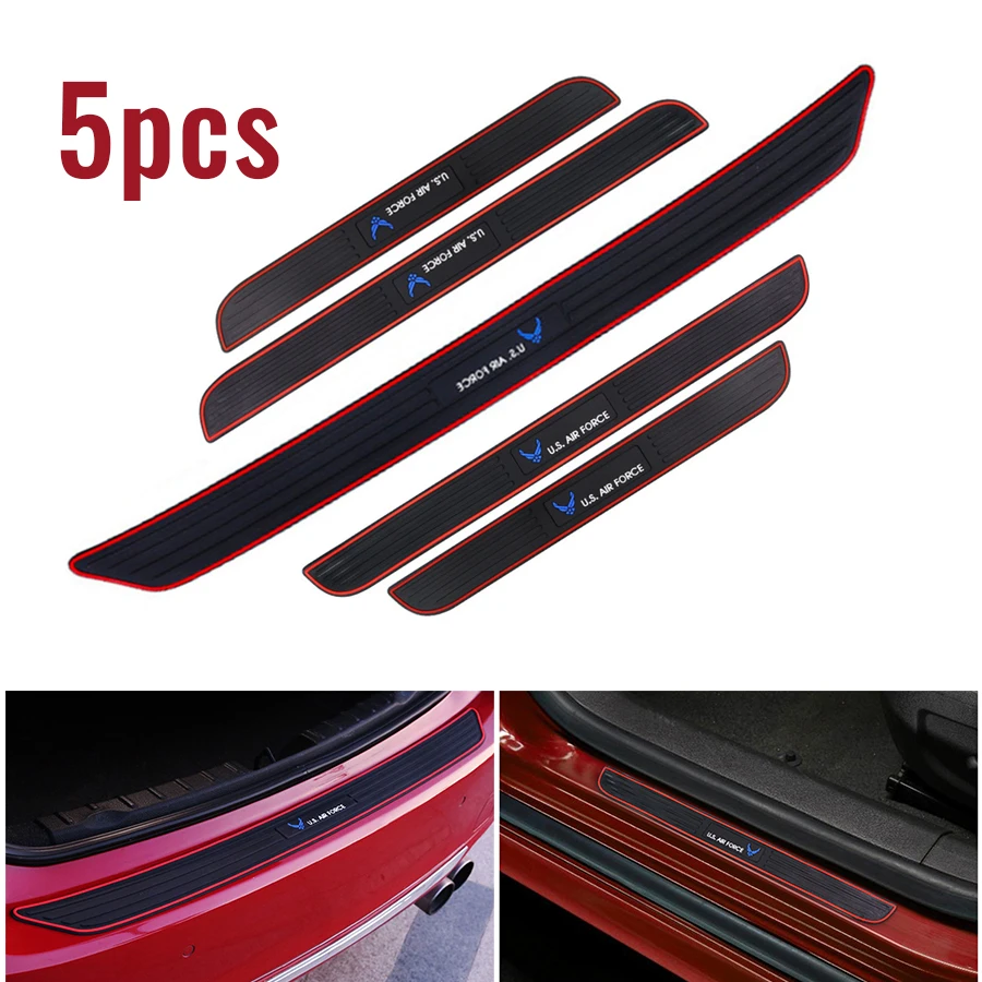 

5PCS Rubber Car Door And Trunk Scuff Sill Cover Panel Rear Guard Bumper Scratch Protector Non-slip Pad Cover US AIR FORCE Style
