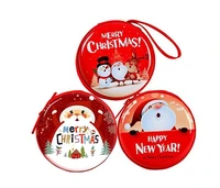 christmas coin purse mini wallet portable candy pouch bag xmas gift favor zipper carrying case for coins cash headset red blue