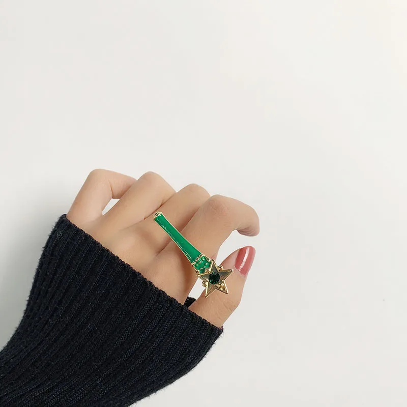 Женское кольцо с эмалью Sansummer романтическое Луной и звездой блестящее Ювелирное