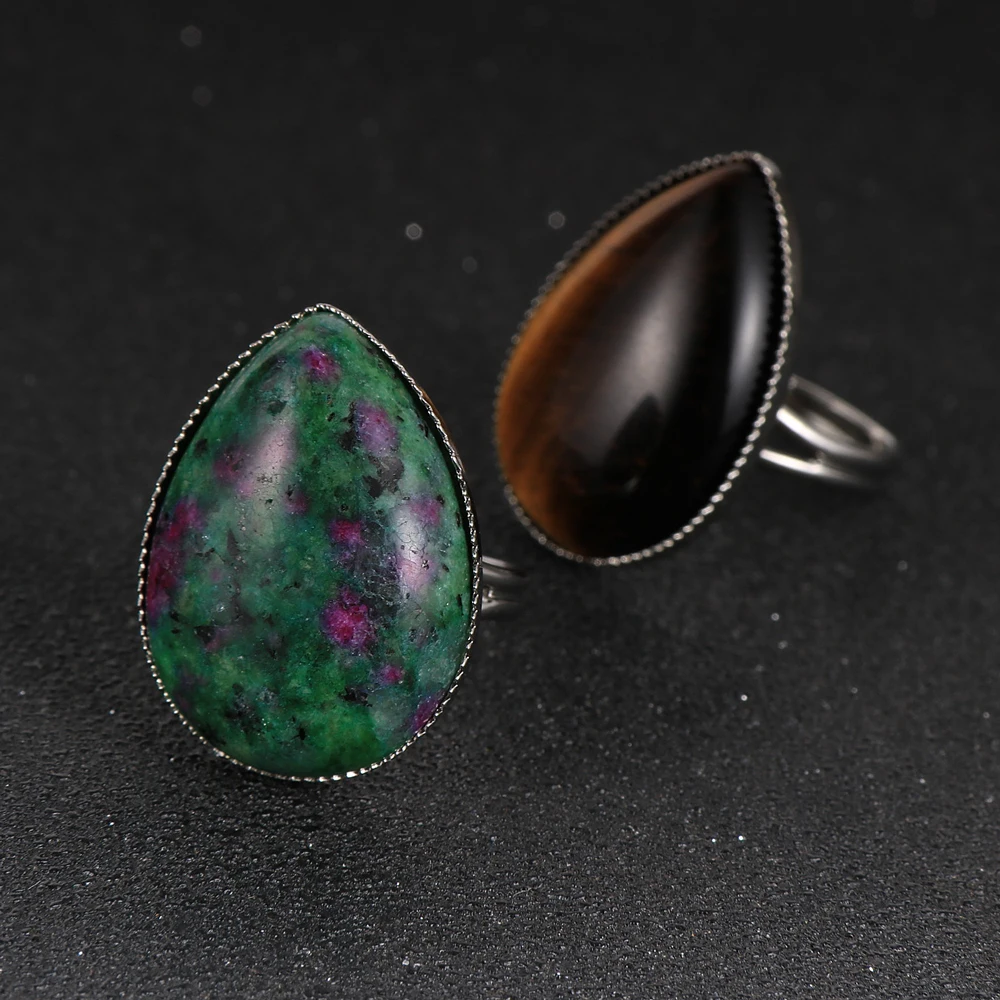 Мужские и женские натуральные драгоценные камни тигровый глаз капли воды кольца