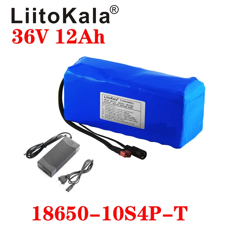 

LiitoKala 36V 12Ah 18650 Li ion Battery pack High Power XT60 plug Balance car Motorcycle Electric Bicycle Scooter BMS+Charger