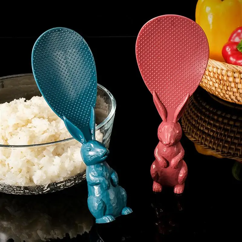 

Ложка из пшеничной соломы с кроликом, подставка для кроличьего риса, лопата, рисоварка, ложка для риса, креативная антипригарная мультяшная ...