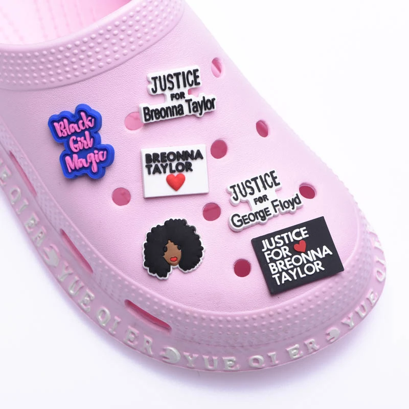 1 PCS Shoe Charms BLM Designer Justice for Breonna Taylor Accessories Croc Charms For Bracelet and Shoe Decorations