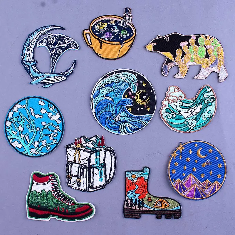 Нашивки с волнистыми горами нашивки на одежду для кемпинга в дикой природе