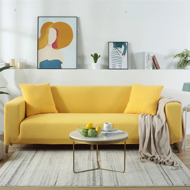 

Solid Color Elastic Polyester Sofa Cover for Liveingroom Modern Simple Solid Color Pellet Fleece Protective Cover 1/2/3/4 Seat