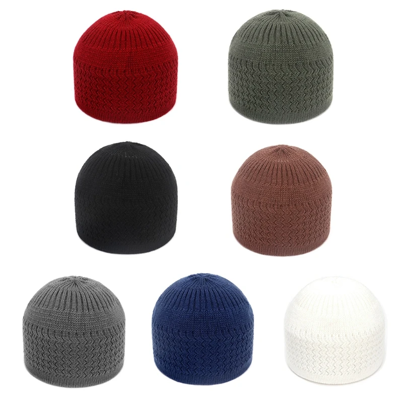 

Muslim Men Prayer Hat Cap Beanie Islamic Skull Crochet Bundle pack Muslim Men's Hats Turkish Caps in Solid Colors