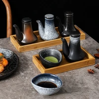 japanese kitchen condiment bottle soy sauce cruet dispenser cooking oil sauce container retro ceramics seasoning dish pot