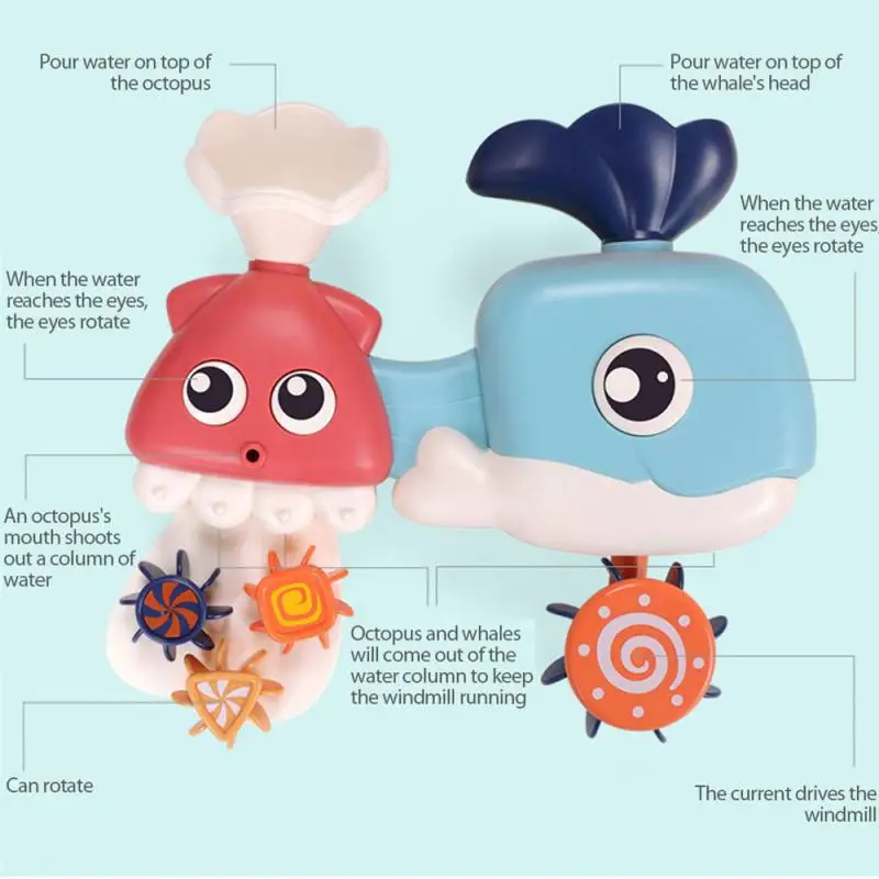 

Bath Toys For Kids Baby Water Game Baby Whale Model Faucet Shower Water Spray Toy For Children Squirting Sprinkler Bathroom Toy
