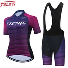 TELEYI велосипедная одежда, Женский комплект из Джерси с коротким рукавом, летний комплект для горного велосипеда, винтажный узор, дышащая одежда для дорожного велосипеда