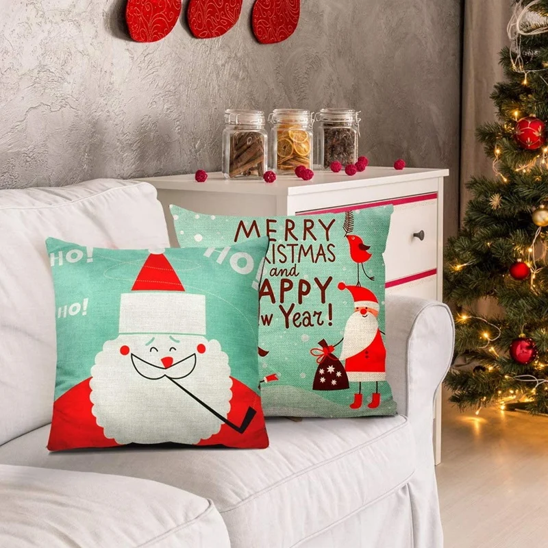 

Santa Claus Christmas Cartoon Pillow Covers for Home and Outdoor Christmas Decor Throw Pillow Covers