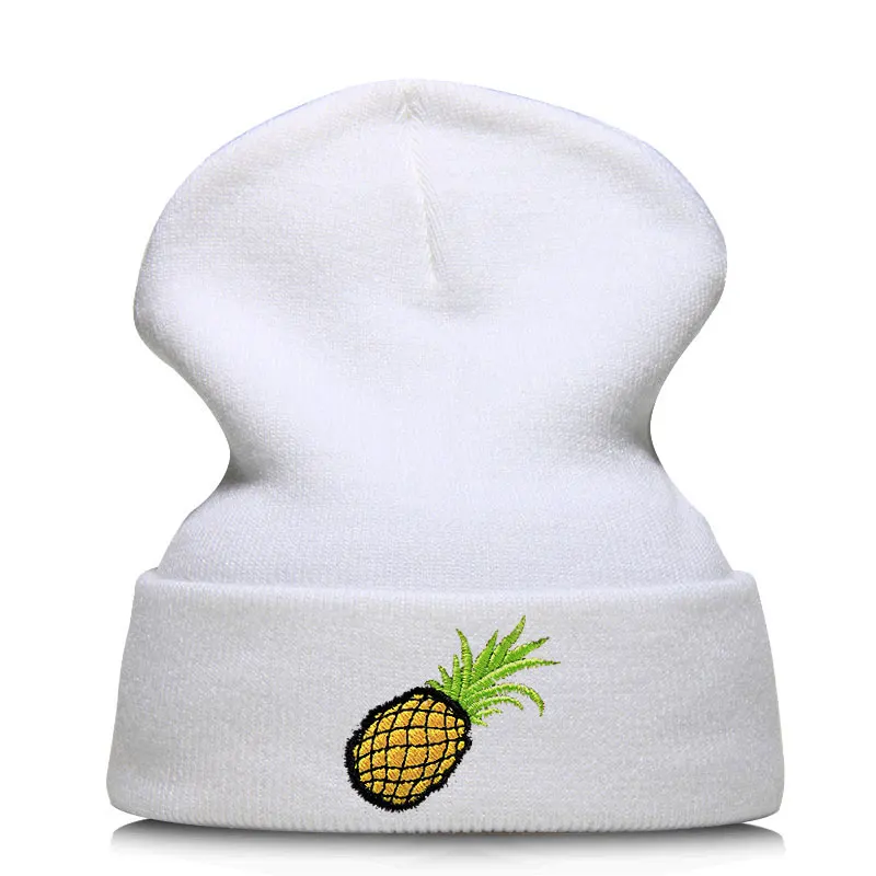 Beanie шляпа Skullie Кепки смутная зима вышивка в стиле панк Для мужчин Для женщин подростков уличных танцев забавные персонализированные ананас для гурманов
